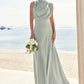 A-line High-Neck Sleeveless Floor-Length Stretch Satin Bridesmaid Dresses Ireland DEP0025252