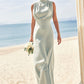 A-line High-Neck Sleeveless Floor-Length Stretch Satin Bridesmaid Dresses Ireland DEP0025252