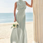 A-line High-Neck Sleeveless Floor-Length Stretch Satin Bridesmaid Dresses Ireland DEP0025252