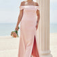 Trumpet/Mermaid Off-the-Shoulder Sleeveless Floor-Length Stretch Crepe Plus Size Bridesmaid Dresses Edith DEP0025261