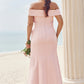 Trumpet/Mermaid Off-the-Shoulder Sleeveless Floor-Length Stretch Crepe Plus Size Bridesmaid Dresses Edith DEP0025261