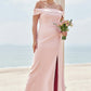 Trumpet/Mermaid Off-the-Shoulder Sleeveless Floor-Length Stretch Crepe Plus Size Bridesmaid Dresses Edith DEP0025261