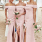 Trumpet/Mermaid Off-the-Shoulder Sleeveless Floor-Length Stretch Crepe Plus Size Bridesmaid Dresses Edith DEP0025261