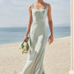 Sheath/Column Square Neckline Sleeveless Floor-Length Stretch Satin Bridesmaid Dresses Mackenzie DEP0025262