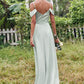 A-line V Neck Sleeveless Floor-Length Stretch Satin Bridesmaid Dresses with Split Tricia DEP0025263