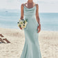 Sheath/Column V Neck Sleeveless Floor-Length Stretch Satin Bridesmaid Dresses with Pleated Carolyn DEP0025268