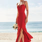 Trumpet/Mermaid V Neck Sleeveless Floor-Length Stretch Crepe Bridesmaid Dresses with Split Ryleigh DEP0025269