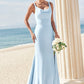 Trumpet/Mermaid Scoop Neck SleevelessFloor-Length Stretch Crepe Bridesmaid Dresses with Split Emmalee DEP0025271