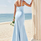 Trumpet/Mermaid Scoop Neck SleevelessFloor-Length Stretch Crepe Bridesmaid Dresses with Split Emmalee DEP0025271