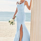 Trumpet/Mermaid Scoop Neck SleevelessFloor-Length Stretch Crepe Bridesmaid Dresses with Split Emmalee DEP0025271