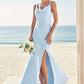 Trumpet/Mermaid Scoop Neck SleevelessFloor-Length Stretch Crepe Bridesmaid Dresses with Split Emmalee DEP0025271