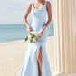 Trumpet/Mermaid Scoop Neck SleevelessFloor-Length Stretch Crepe Bridesmaid Dresses with Split Emmalee DEP0025271