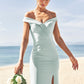 Trumpet/Mermaid Off-the-Shoulder Sleeveless Floor-Length Stretch Crepe Bridesmaid Dresses with Split Kaya DEP0025274