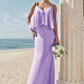 Sheath/Column V Neck Sleeveless Floor-Length Stretch Satin Bridesmaid Dresses with Ruffles Rhoda DEP0025278