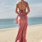 Trumpet/Mermaid Cowl Neck Sleeveless Floor-Length Stretch Satin Bridesmaid Dresses with Sashes Nataly DEP0025281