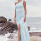 A-line One-Shoulder Sleeveless Floor-Length Stretch Satin Bridesmaid Dresses with Split Jaylyn DEP0025285