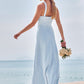 Sheath/Column Halter Sleeveless Floor-Length Stretch Crepe Bridesmaid Dresses with Split Lisa DEP0025291