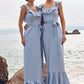 Sheath/Column Scoop Neck Sleeveless Floor-Length Stretch Satin Bridesmaid Dresses with Sashes Ruffles Destinee DEP0025293