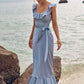 Sheath/Column Scoop Neck Sleeveless Floor-Length Stretch Satin Bridesmaid Dresses with Sashes Ruffles Destinee DEP0025293