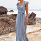 Sheath/Column Scoop Neck Sleeveless Floor-Length Stretch Satin Bridesmaid Dresses with Sashes Ruffles Destinee DEP0025293