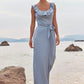 Sheath/Column Scoop Neck Sleeveless Floor-Length Stretch Satin Bridesmaid Dresses with Sashes Ruffles Destinee DEP0025293