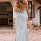 Sheath/Column Square Neckline Sleeveless Floor-Length Stretch Satin Bridesmaid Dresses with Split Wendy DEP0025294