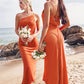 Sheath/Column One-Shoulder Sleeveless Tea-Length Stretch Satin Bridesmaid Dresses with Pleated .co.uk Kennedy DEP0025297