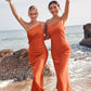 Sheath/Column One-Shoulder Sleeveless Tea-Length Stretch Satin Bridesmaid Dresses with Pleated .co.uk Kennedy DEP0025297