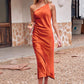 Sheath/Column One-Shoulder Sleeveless Tea-Length Stretch Satin Bridesmaid Dresses with Pleated .co.uk Kennedy DEP0025297