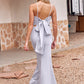 Trumpet/Mermaid Square Neckline Sleeveless Floor-Length Stretch Crepe Bridesmaid Dresses with Bowknot Split Sophronia DEP0025300