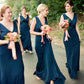 A-line V Neck Sleeveless Sweep Train Jersey Bridesmaid Dresses with Pleated Kelsie DEP0025302