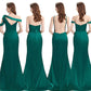 Trumpet/Mermaid Sleeveless Long/Floor-Length Silk like Satin Bridesmaid Dresses With Pleated Split Meredith DEP0025306