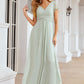 A-line V Neck Short Sleeve Long/Floor-Length Chiffon Bridesmaid Dresses With Pleated Jaliyah DEP0025309