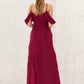 A-line Scalloped Neck Sleeveless Chiffon Long/Floor-Length Bridesmaid Dresses With Pockets Shea DEP0025310