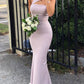 Trumpet/Mermaid One-Shoulder Strapless Long/Floor-Length Elastic Satin Bridesmaid Dresses Melody DEP0025311