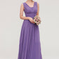 Sleeveless Scalloped Neck Chiffon Long/Floor-Length Bridesmaid Dresseses With Pleated Annabelle DEP0025314