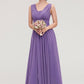 Sleeveless Scalloped Neck Chiffon Long/Floor-Length Bridesmaid Dresseses With Pleated Annabelle DEP0025314