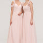 Sweetheart Sleeveless A-line/Princess Chiffon Long/Floor-Length Bridesmaid Dresses With Pleated Shoulder Flower Kiera DEP0025315