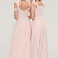 Sweetheart Sleeveless A-line/Princess Chiffon Long/Floor-Length Bridesmaid Dresses With Pleated Shoulder Flower Kiera DEP0025315