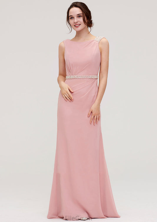 Sleeveless Sheath/Column Long/Floor-Length Chiffon Bridesmaid Dresses With Waistband Beading Cora DEP0025317