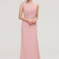 Sleeveless Sheath/Column Long/Floor-Length Chiffon Bridesmaid Dresses With Waistband Beading Cora DEP0025317