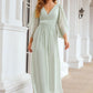 Sheath/Column V Neck 3/4 Sleeve Long/Floor-Length Chiffon Bridesmaid Dresses With Pleated Zaria DEP0025318