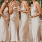 Sheath/Column Cowl Neck Sleeveless Tea-Length Satin Bridesmaid Dresses Emely DEP0025320