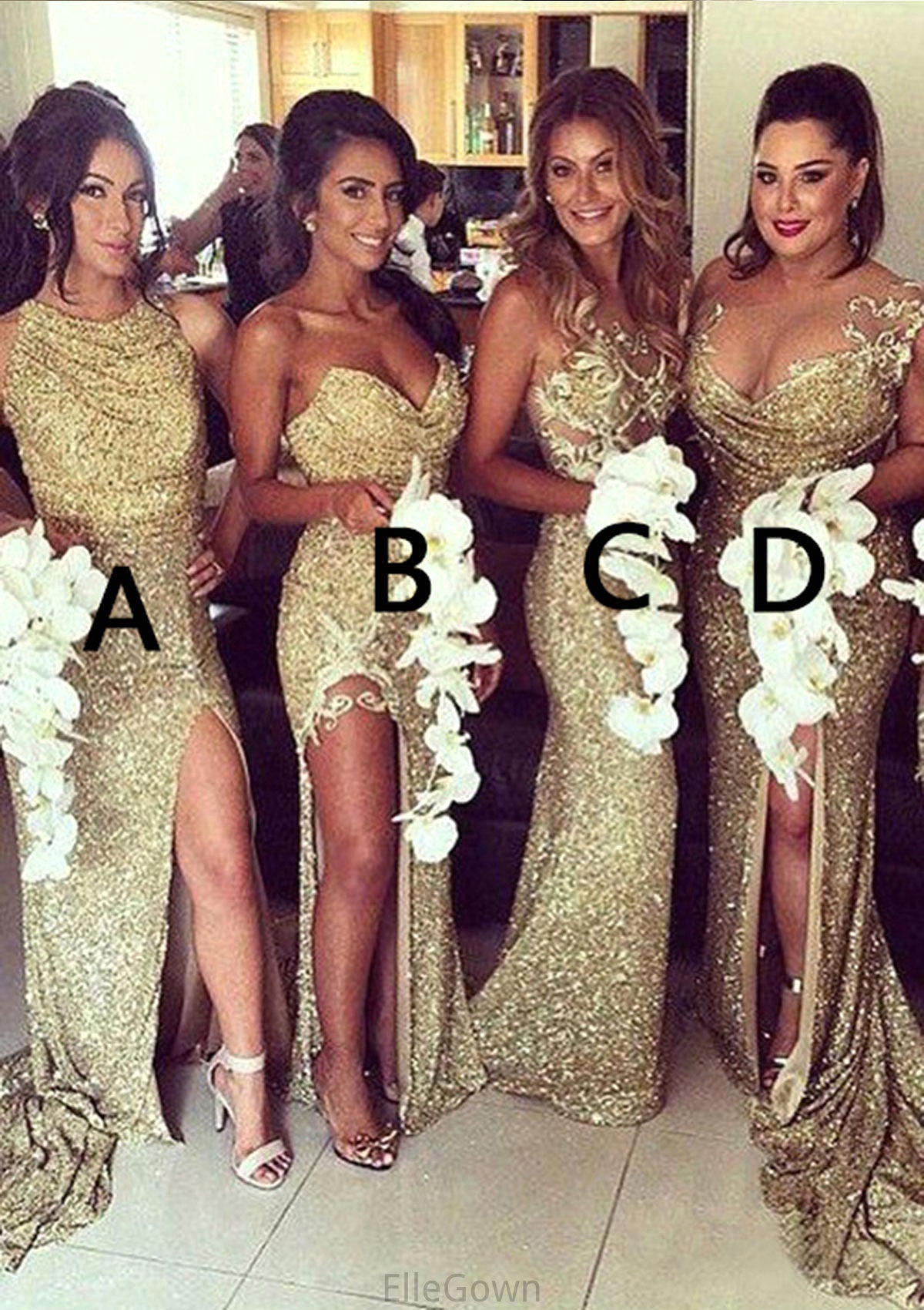 Bateau Sleeveless Sweep Train Sheath/Column Sequined Bridesmaid Dresses Jada DEP0025321