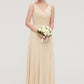 A-line/Princess V Neck Long/Floor-Length A-line/Princess Chiffon Bridesmaid Dresses With Sashes Pleated Aryanna DEP0025322