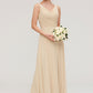 A-line/Princess V Neck Long/Floor-Length A-line/Princess Chiffon Bridesmaid Dresses With Sashes Pleated Aryanna DEP0025322