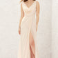 Sleeveless Cowl Neck Sweep Train Chiffon A-line/Princess Bridesmaid Dresses With Split Pleated Amiah DEP0025323