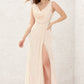 Sleeveless Cowl Neck Sweep Train Chiffon A-line/Princess Bridesmaid Dresses With Split Pleated Amiah DEP0025323