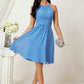 A-line Halter Sleeveless Knee-Length Chiffon Bridesmaid Dresses With Pleated    Kailey DEP0025324