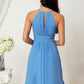 A-line Halter Sleeveless Knee-Length Chiffon Bridesmaid Dresses With Pleated    Kailey DEP0025324